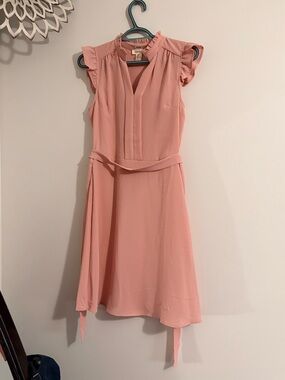 Monteau Sleeveless Pink Belted A-Line Dress